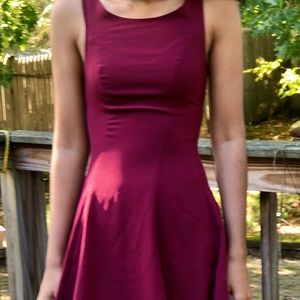 Maroon fit & flare dress, XS